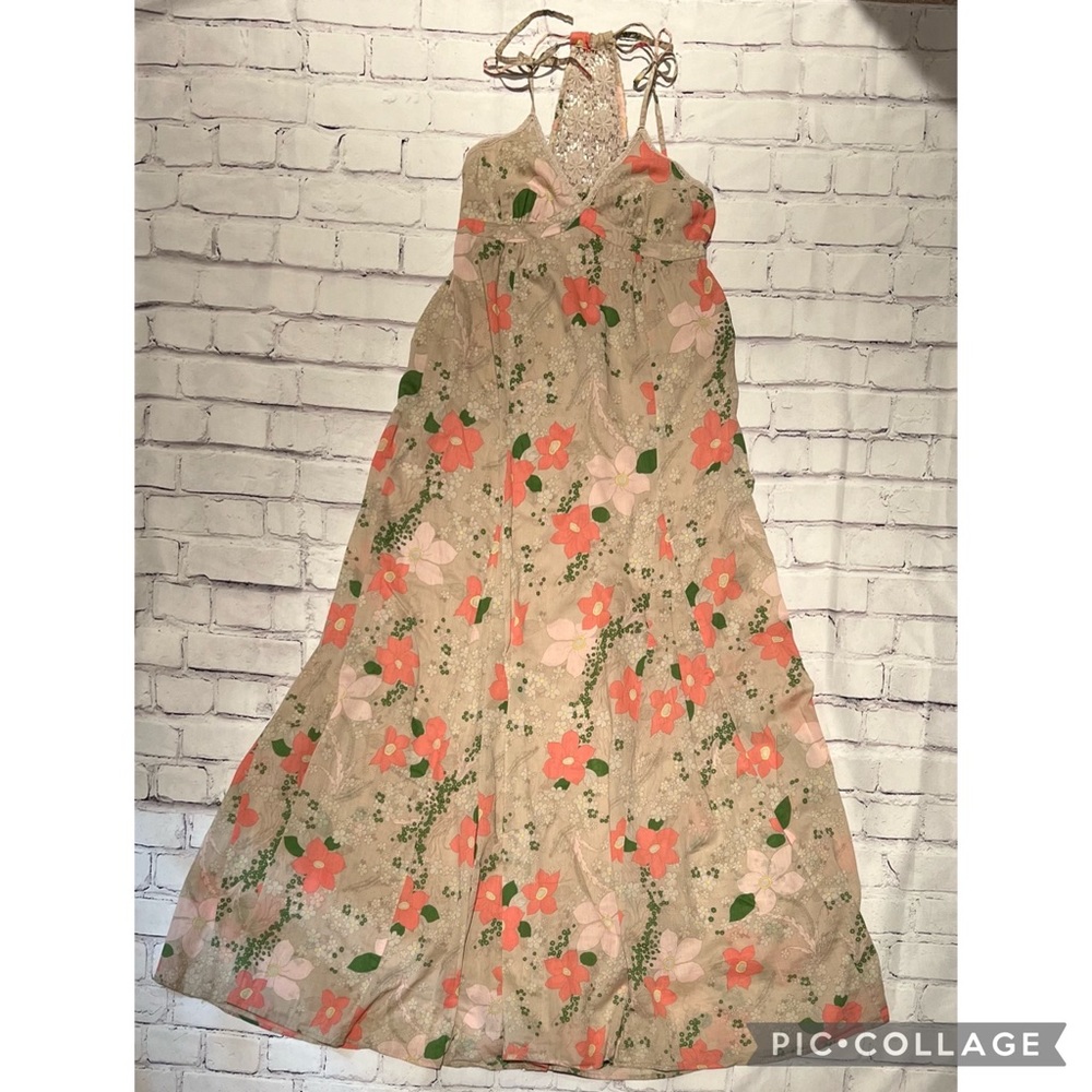 NAF NAF Maxi Cotton Crochet Back Details Dress